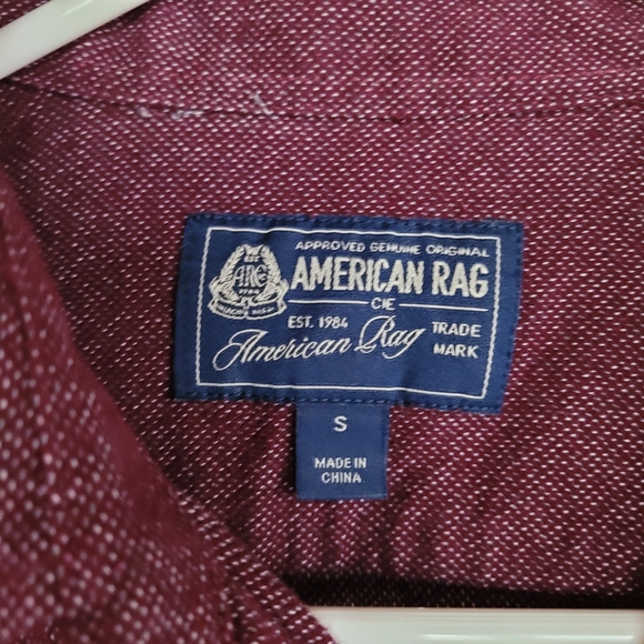 Men's American Rag Burgundy Chambray Button down Flannel Size Small - Picture 3 of 5